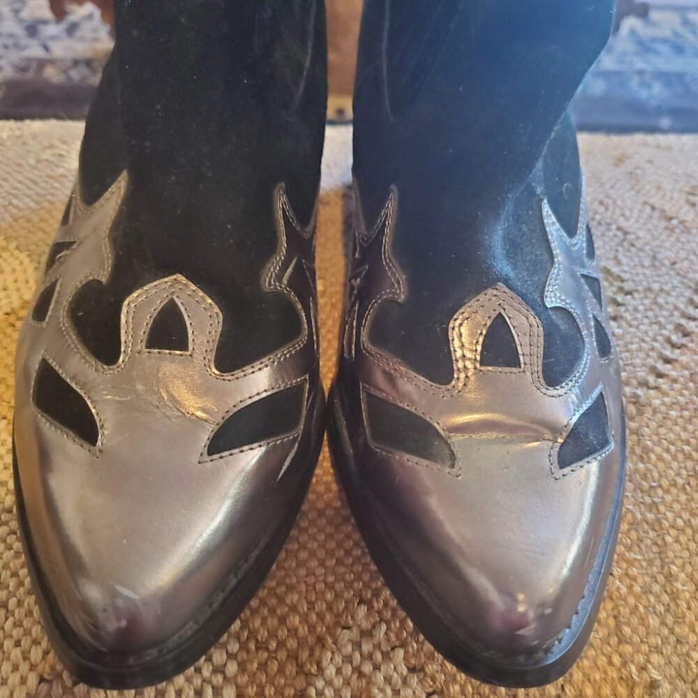 Black/silver suede booties - Picture 2 of 8